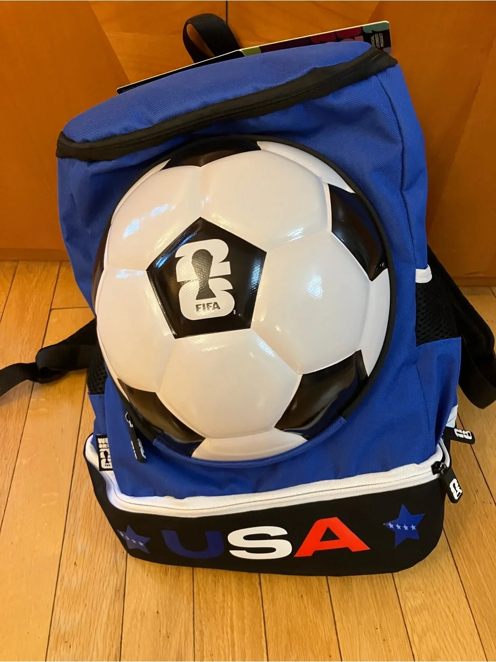 Team USA FIFA 2026 Official Soccer Ball Backpack - Blue with Black & White